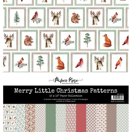 Paper Rose - Papier 12" X 12"  collection «Merry Little Christmas/Patterns» 12 pages recto-verso