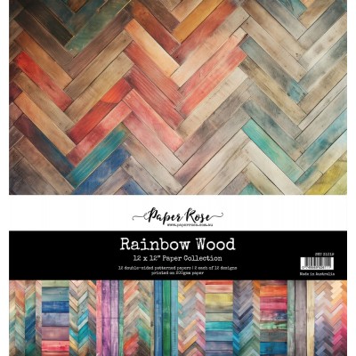 Paper Rose - Papier 12" X 12"  collection «Rainbow Wood» 12 pages recto-verso
