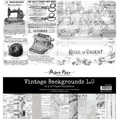 Paper Rose - Papier 12" X 12"  collection «Vintage Backgrounds 1.0» 12 pages recto-verso