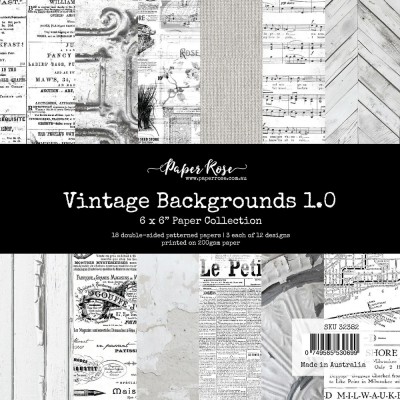 Paper Rose - Papier 6" X 6"  collection «Vintage Backgrounds 1.0» 18 pages recto-verso