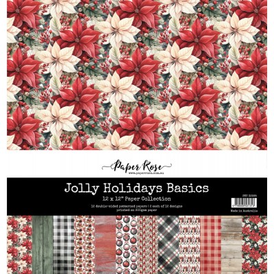 Paper Rose - Papier 12" X 12"  collection «Jolly Holidays Basics» 12 pages recto-verso