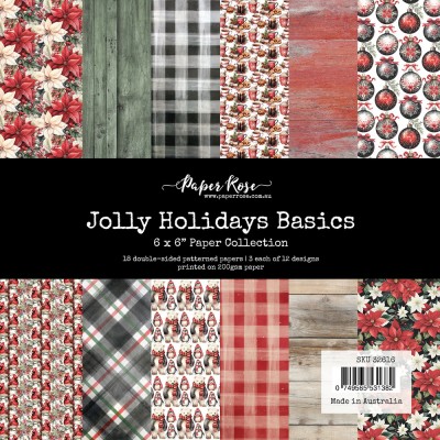 Paper Rose - Papier 6" X 6"  collection «Jolly Holidays Basics» 18 pages recto-verso