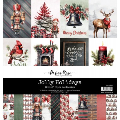 Paper Rose - Papier 12" X 12"  collection «Jolly Holidays» 12 pages recto-verso