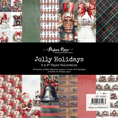 Paper Rose - Papier 6" X 6"  collection «Jolly Holidays» 18 pages recto-verso