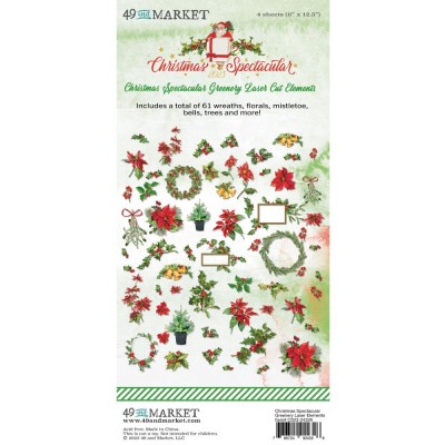 49 & Market - Éphéméras de la collection Christmas Spectacular «Greenery Elements» 61 pièces