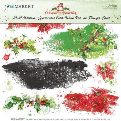 49 & Market - Rub-Ons de la collection Christmas Spectacular «Color Wash» 12 x 12
