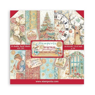 Stamperia - Papier 12" X 12" «Christmas Greeting» 10 feuilles double- face