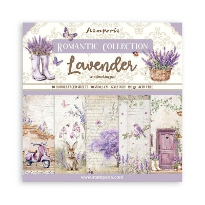 Stamperia - Papier 12" X 12" «Romantic/Lavender» 10 feuilles double- face