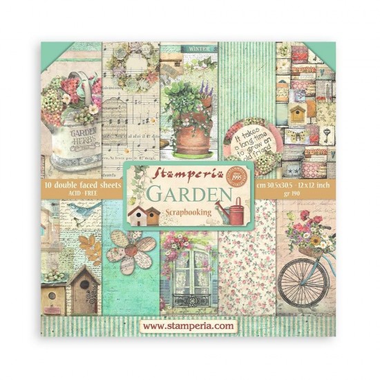 Stamperia - Papier 12" X 12" «Garden» 10 feuilles double- face