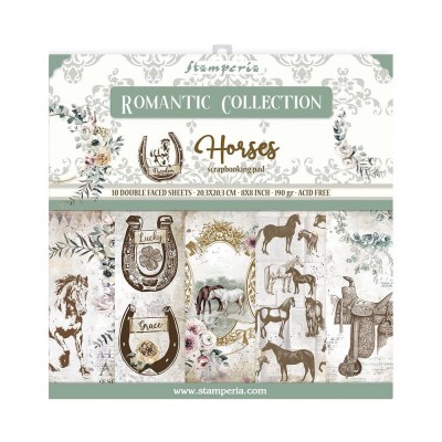 Stamperia - Ensemble de papier «Romantic Horses» 8" x 8"  10 feuilles