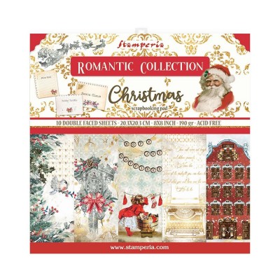 Stamperia - Ensemble de papier «Romantic Collection Christmas» 8" x 8"  10 feuilles