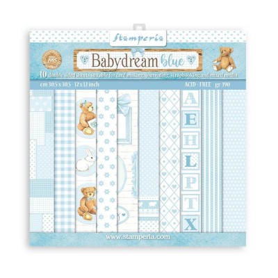 Stamperia - Ensemble de papier «Babydream Blue/Daydream» 8" x 8"  10 feuilles