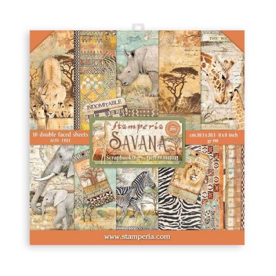 Stamperia - Ensemble de papier «Savana» 8" x 8"  10 feuilles