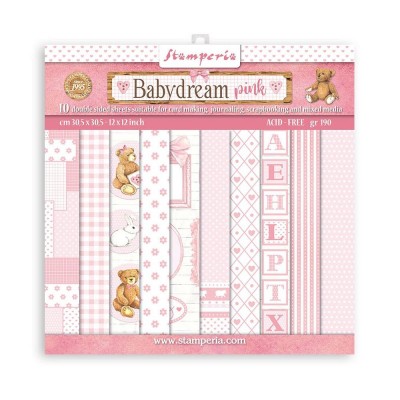 Stamperia - Ensemble de papier «Babydream Pink/Daydream» 8" x 8"  10 feuilles