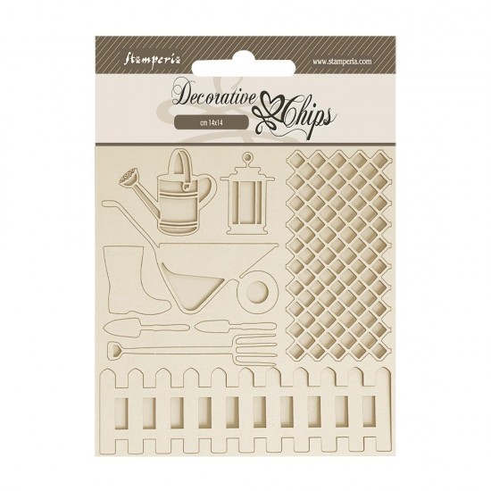 Stamperia - Chipboard de la collection Garden «Garden Tools» 9 pièces