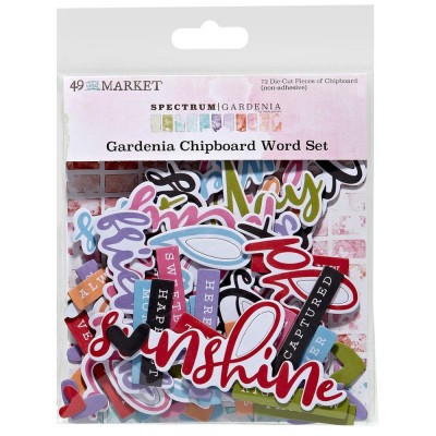 49 & Market - Éphéméras en chipboard de la collection «Spectrum Gardenia Word Set » 72 pièces