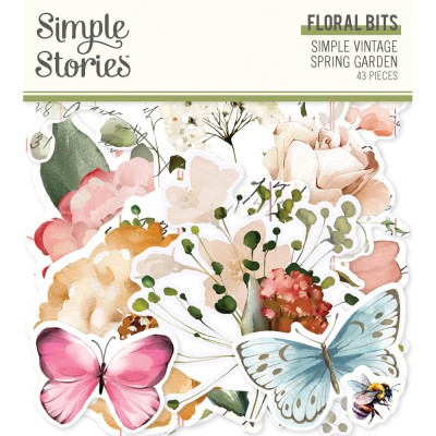 Simple Stories - Éphéméra Floral Bits «Simple Vintage Spring Garden» 43 pcs