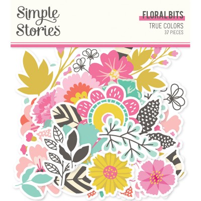 Simple Stories - Éphéméra Floral Bits «True Colors» 37 pcs