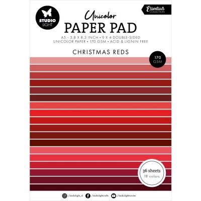 Studio Light- Essentials Unicolor Paper Pad «Christmas Reds» paquet de papier  5.8" X 8.3"