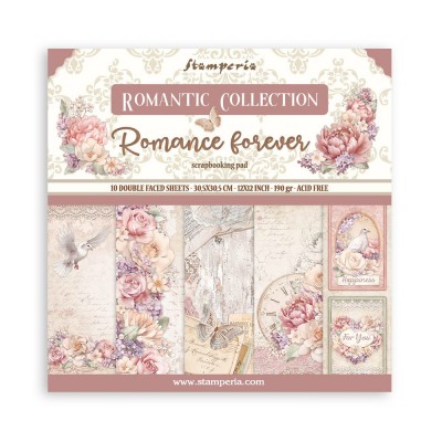 Stamperia - Papier 12" X 12" «Romantic Collection Romance Forever», 10 feuilles double- face