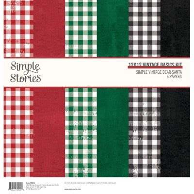 Simple Stories - Bloc de  papier  «Simple Vintage Dear Santa Basic Kit»  12" X 12"   6 feuilles