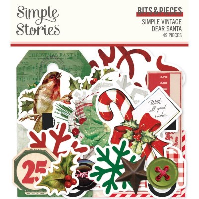 Simple Stories - Éphéméra Simple Vintage «Dear Santa Bits and Pieces» 49 pcs