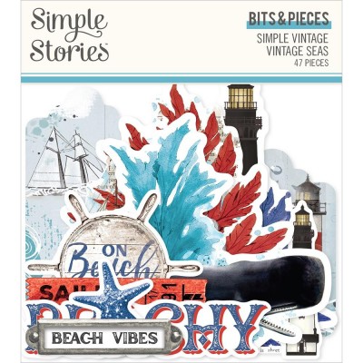 Simple Stories - Éphéméra «Vintage Seas Bits and Pieces» 47 pcs