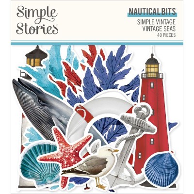 Simple Stories - Éphéméra «Vintage Seas Nautical Bits» 40 pcs