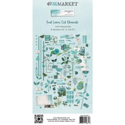 49 & Market - Éphéméras de la collection  «Color Swatch Teal -Elements » 109 pièces