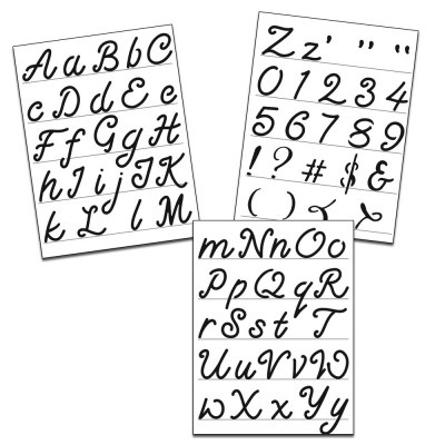 TCW - Stencil modèle " Script Alphabet" 8  1/2" X 11"