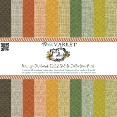 49& Market - bloc de papier collection «Vintage Orchard Solids» 12 x 12" 10 feuilles