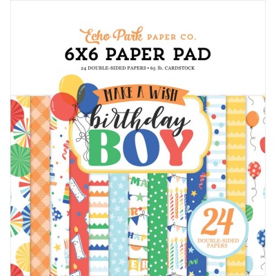 Echo Park - Bloc de  papier double face «Make A Wish Birthday Boy»  6" X 6"   24 feuilles