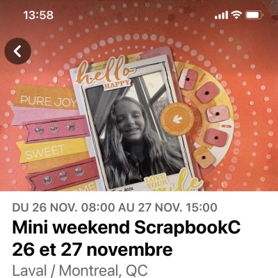 Mini-weekend à Laval le 26-27 novembre 