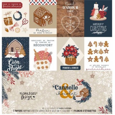 Florilèges Design - Papier à motifs «Cannelle et Chocolat» 8 feuilles
