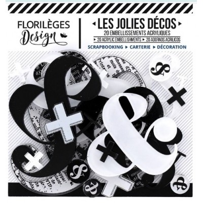 Florilèges Design - Ensemble d'éphéméras en acrylique «Décos esperluettes» 20 pièces