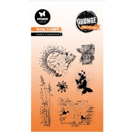  Studio Light - Estampe collection Grunge «Flowers & Butterflies» #397