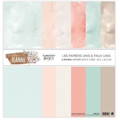 Florilèges Design - Papiers unis «La maison de Jeanne» 6 feuilles