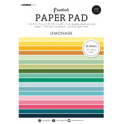 Studio Light- Essentials Paper Pad «Lemonade» paquet de papier  6" X 8"